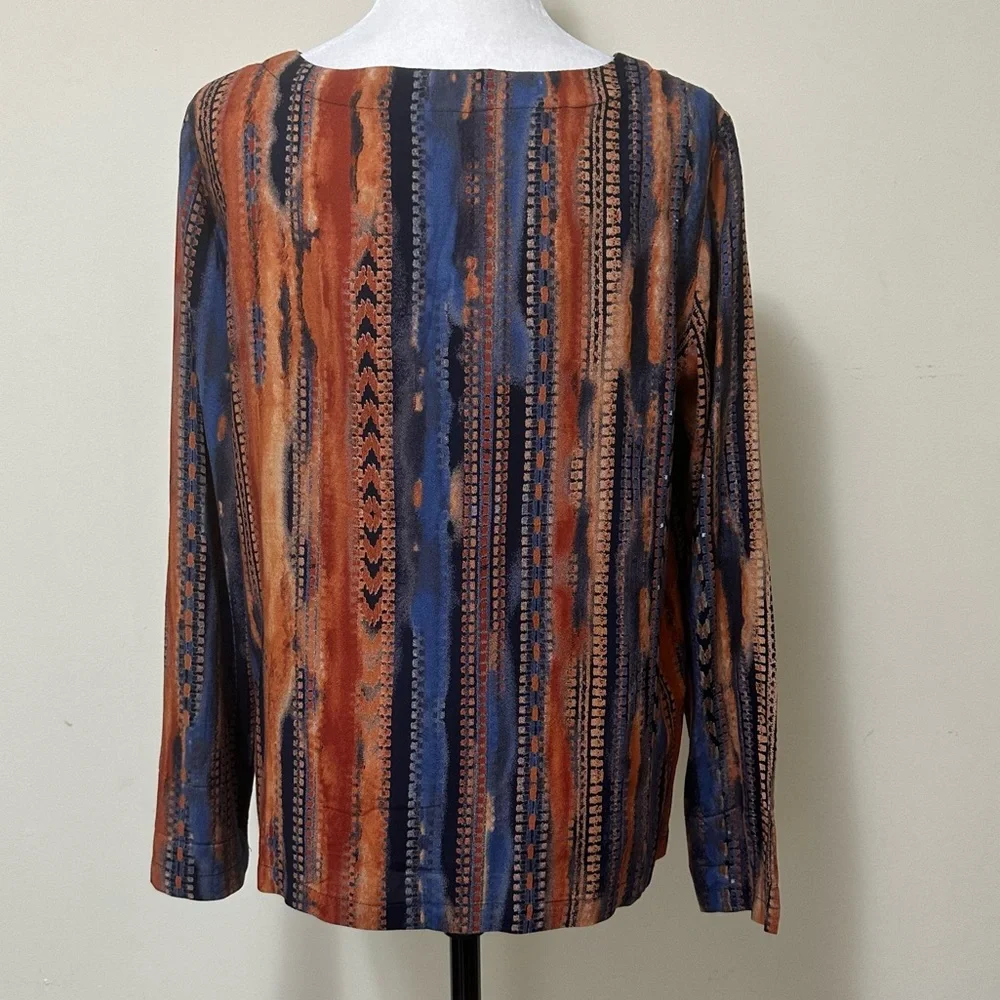 Coco + Carmen NEW Textured Stripes in Print Long Sleeve Popover Pullover S/M - Picture 11 of 16